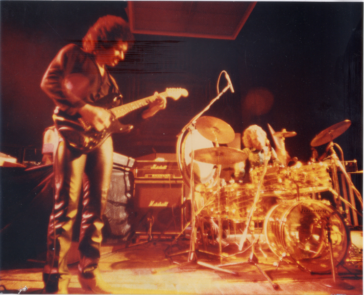 John Mizarolli onstage with Drum Legend Ginger Baker